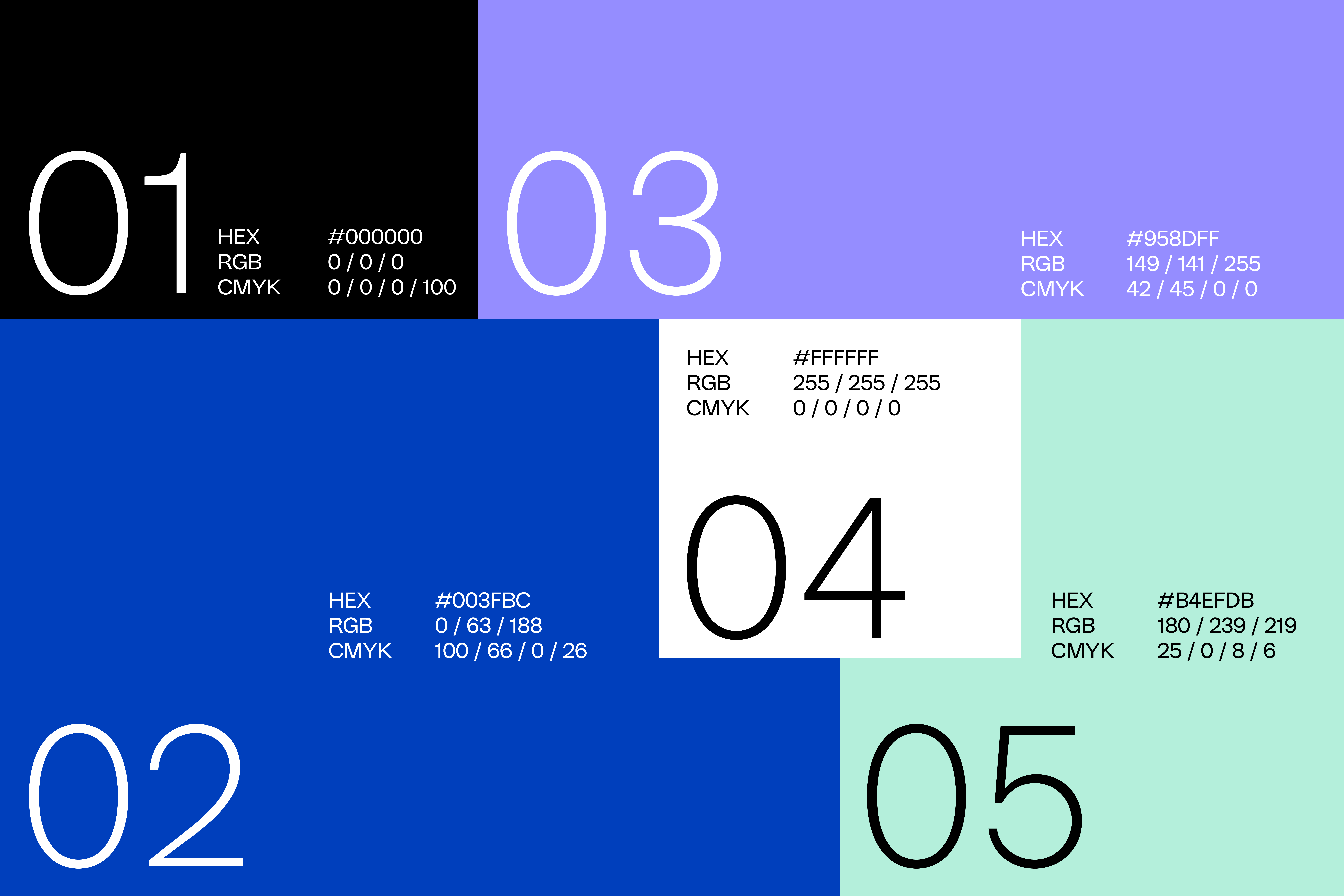 Colour palette for Nuit Blanche branding.