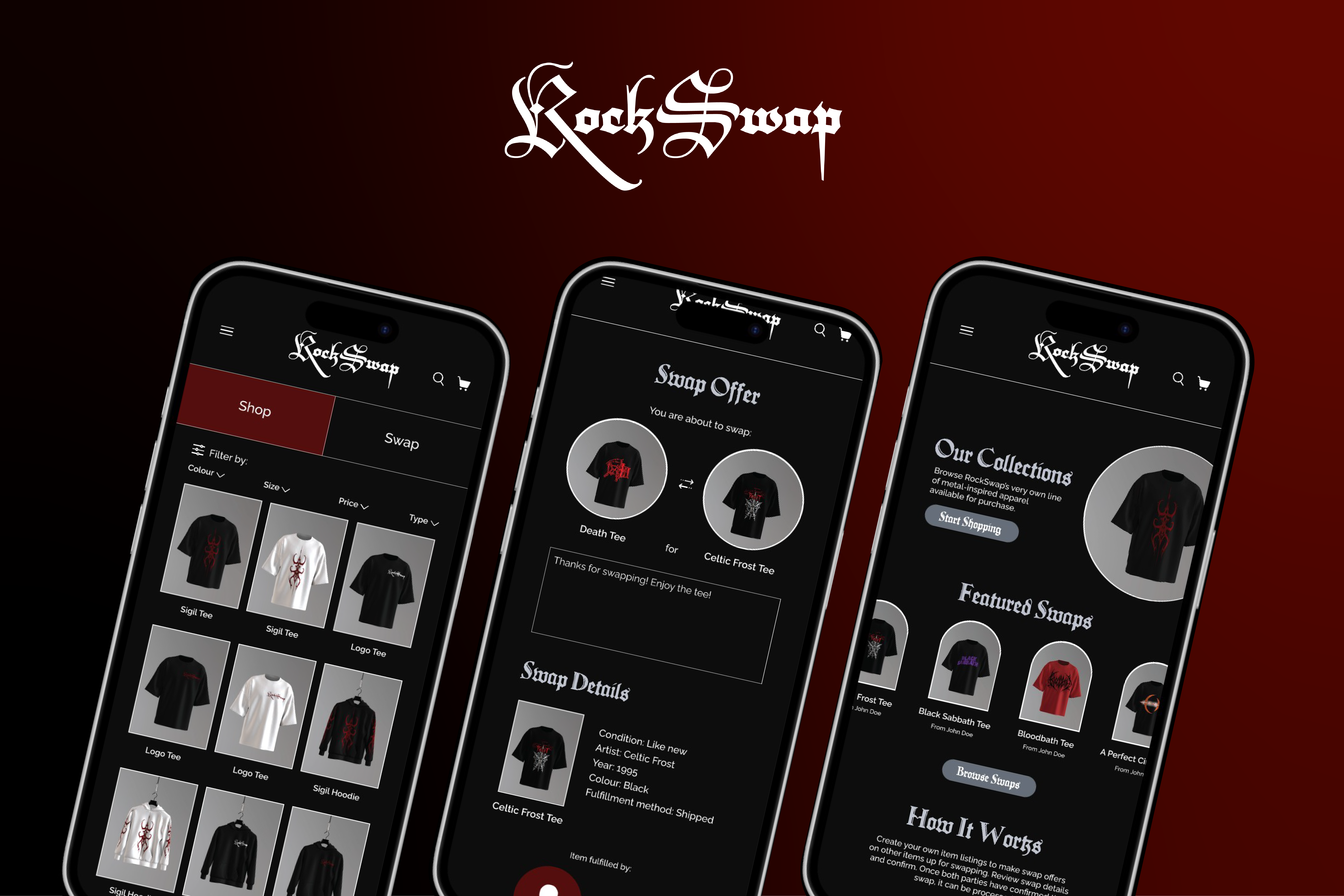 App screen mockups for retail app design.